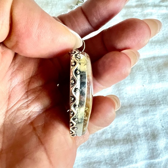 925 Earth Stone Red + Yellow! Moss Agate Heart ❤️ Necklace Pendant - Picture 6 of 9